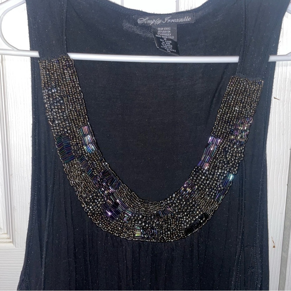 Simply Irresistible Black Beaded Rhinestone Soft Tank Top Size 2XL - Picture 3 of 5